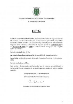 Edital - Assembleia da Freguesia - 30/06/2026