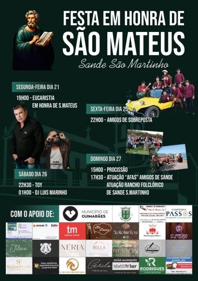 FESTA EM HONRA A S&Atilde;O MATEUS 25 A 27 SETEMBRO
